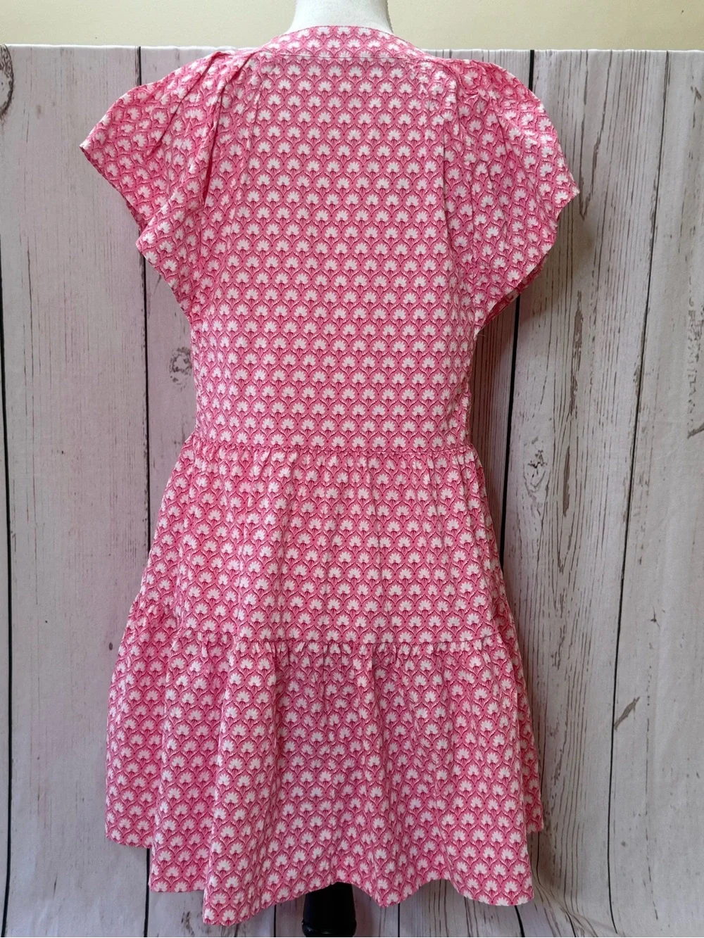 Vineyard Vines Pink Printed V-Neck Tiered Dress